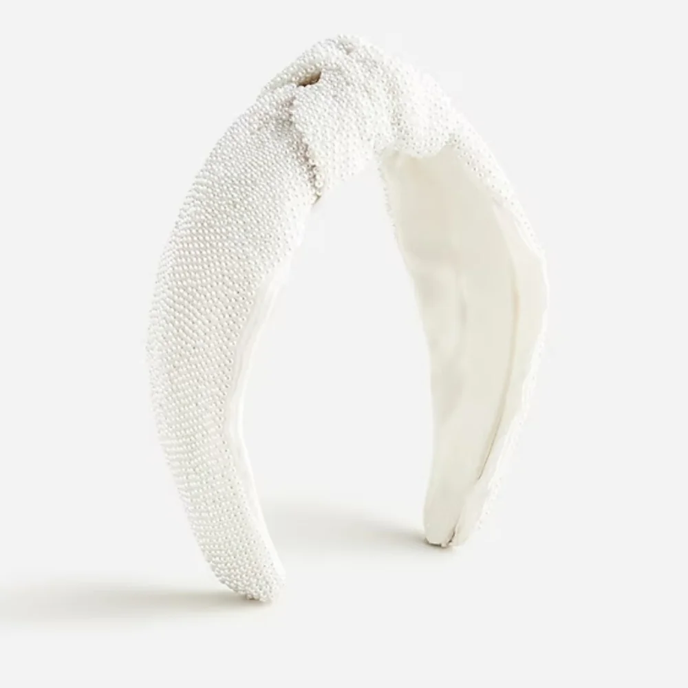 J. Crew Women's White Beaded Knot Headband